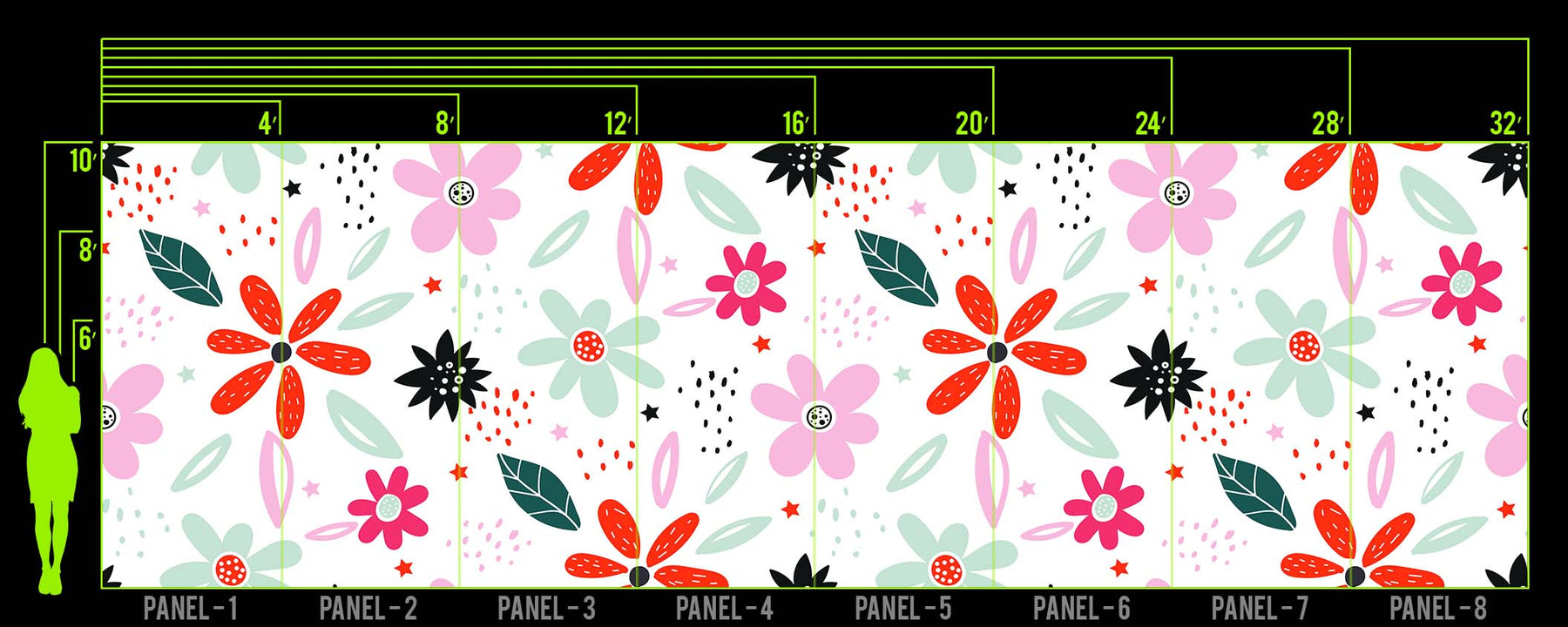 MINT CHERRY BLOOM WALL WRAP