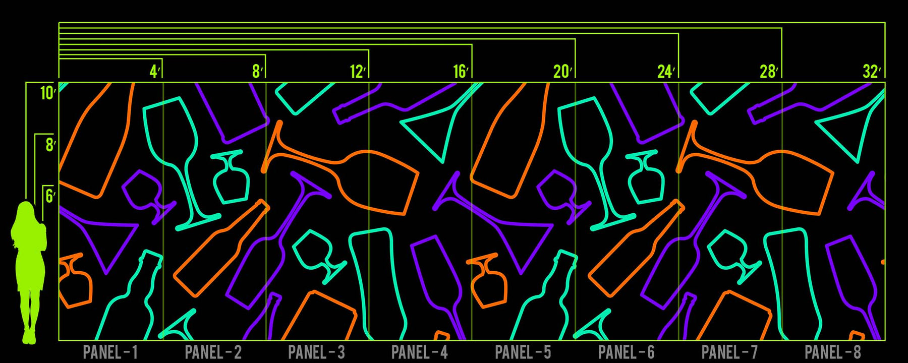 NEON CHAMPAGNE CRAZE WALL WRAP