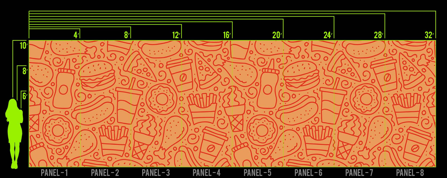 QUICK FOOD ORANGE WALL WRAP