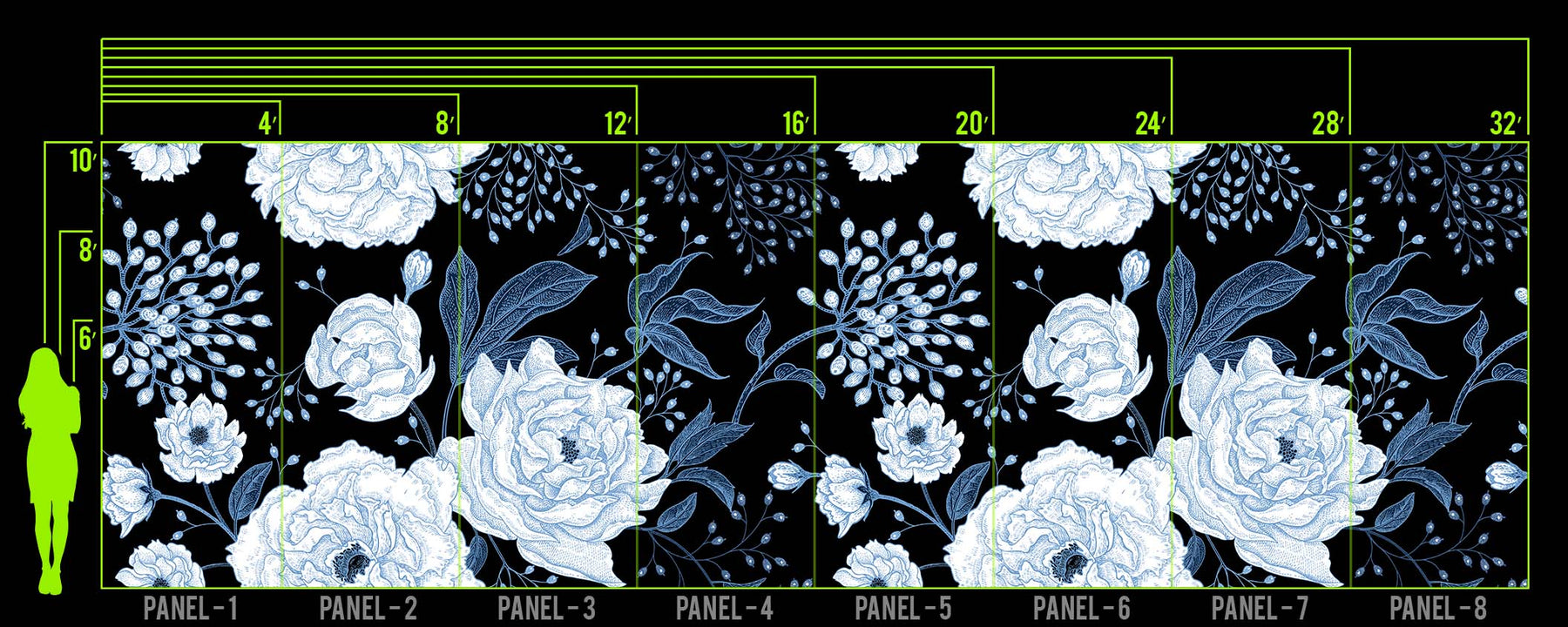 ROSES ARE BLUE WALL WRAP