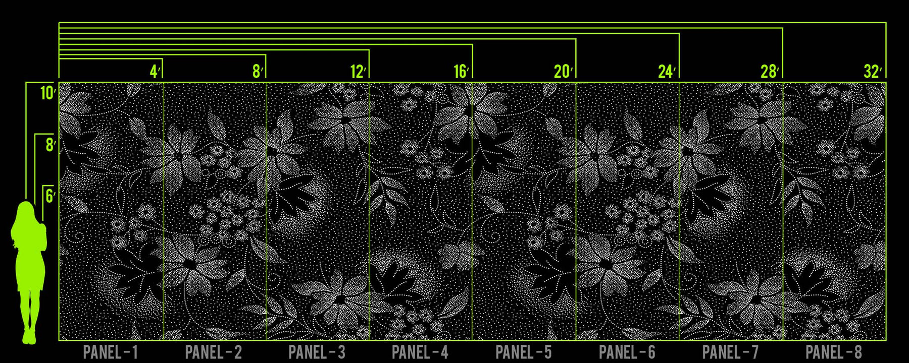 PIXEL PANSY B&W WALL WRAP