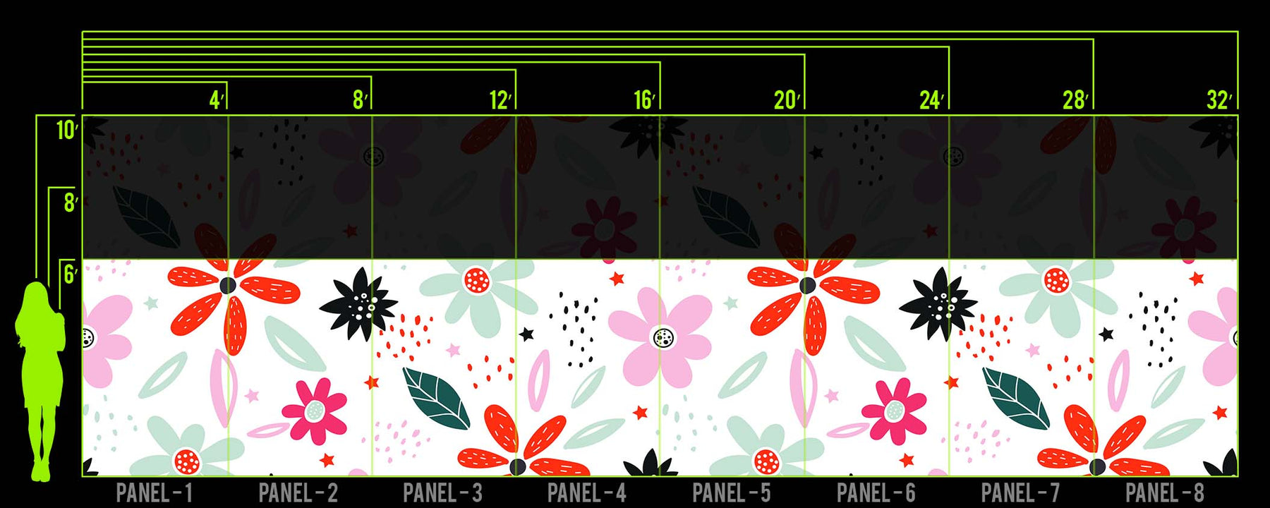 MINT CHERRY BLOOM WALL WRAP