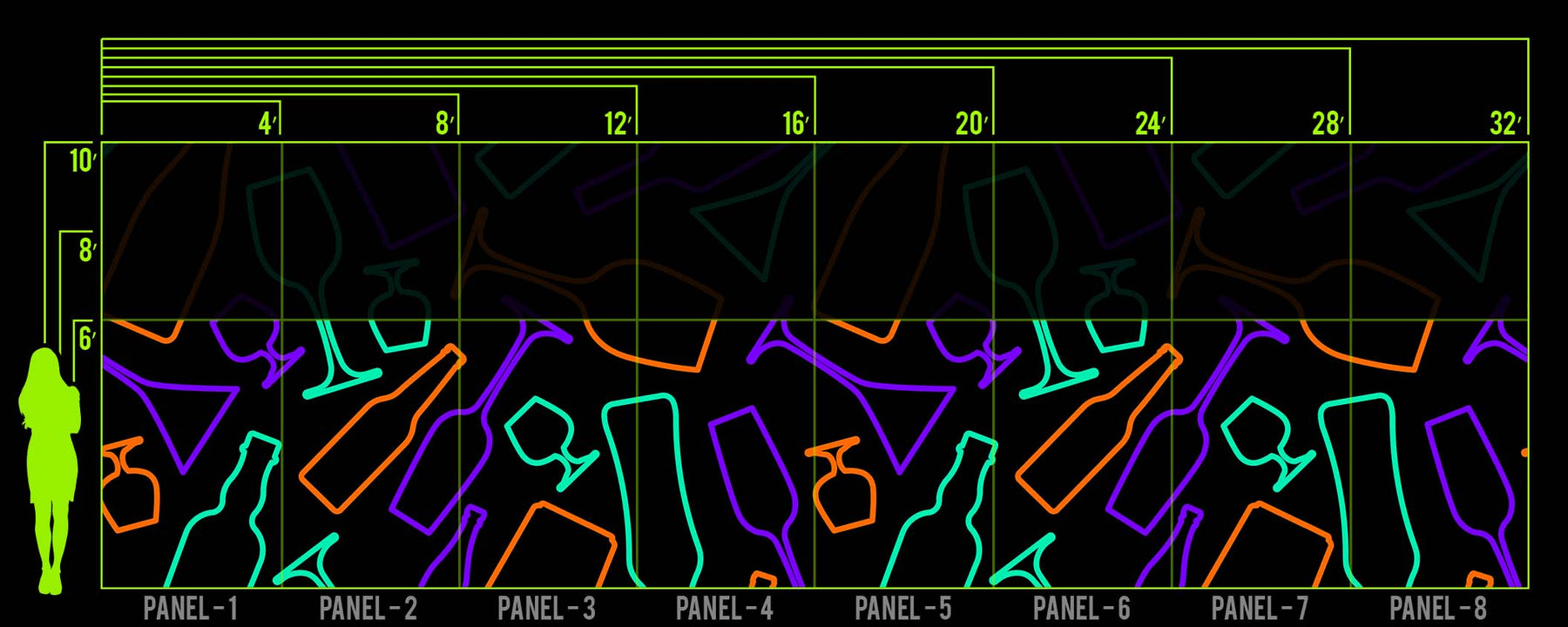 NEON CHAMPAGNE CRAZE WALL WRAP
