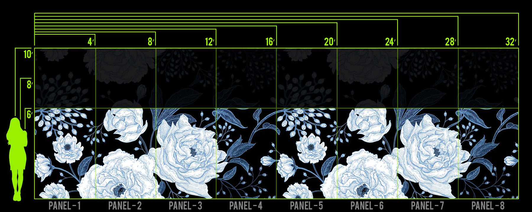 ROSES ARE BLUE WALL WRAP