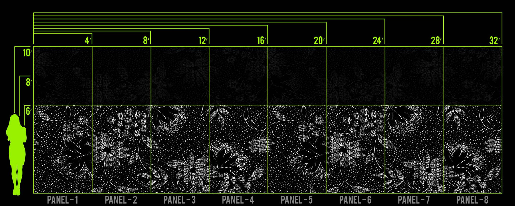 PIXEL PANSY B&W WALL WRAP