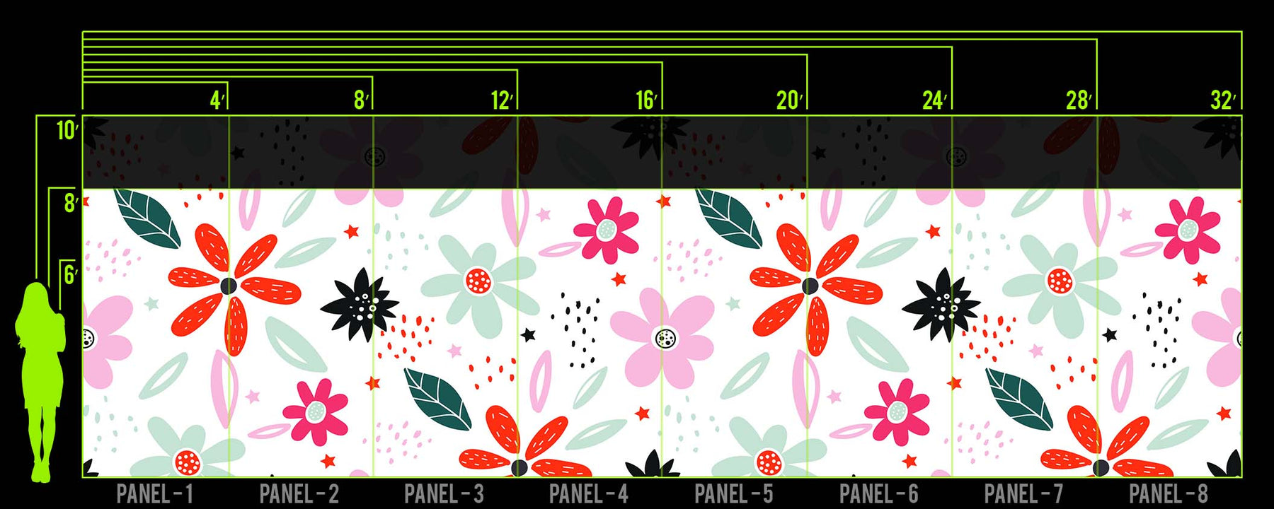 MINT CHERRY BLOOM WALL WRAP