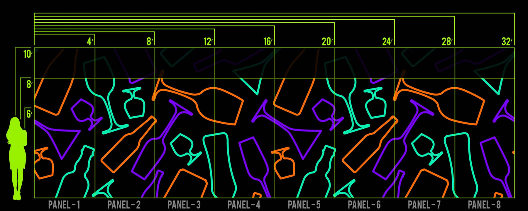 NEON CHAMPAGNE CRAZE WALL WRAP