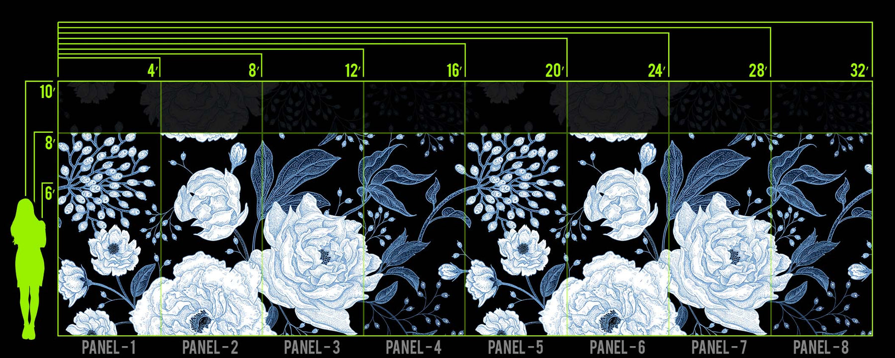 ROSES ARE BLUE WALL WRAP