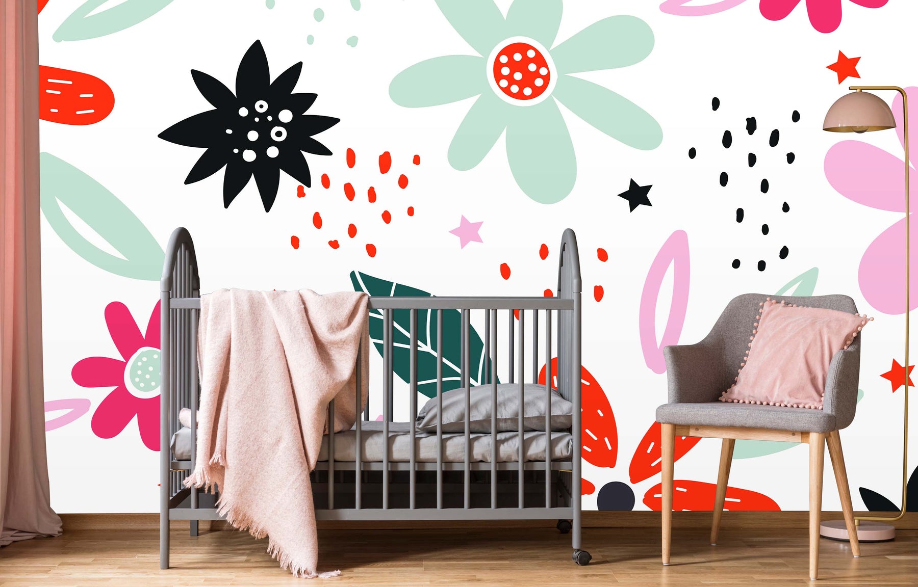 MINT CHERRY BLOOM WALL WRAP