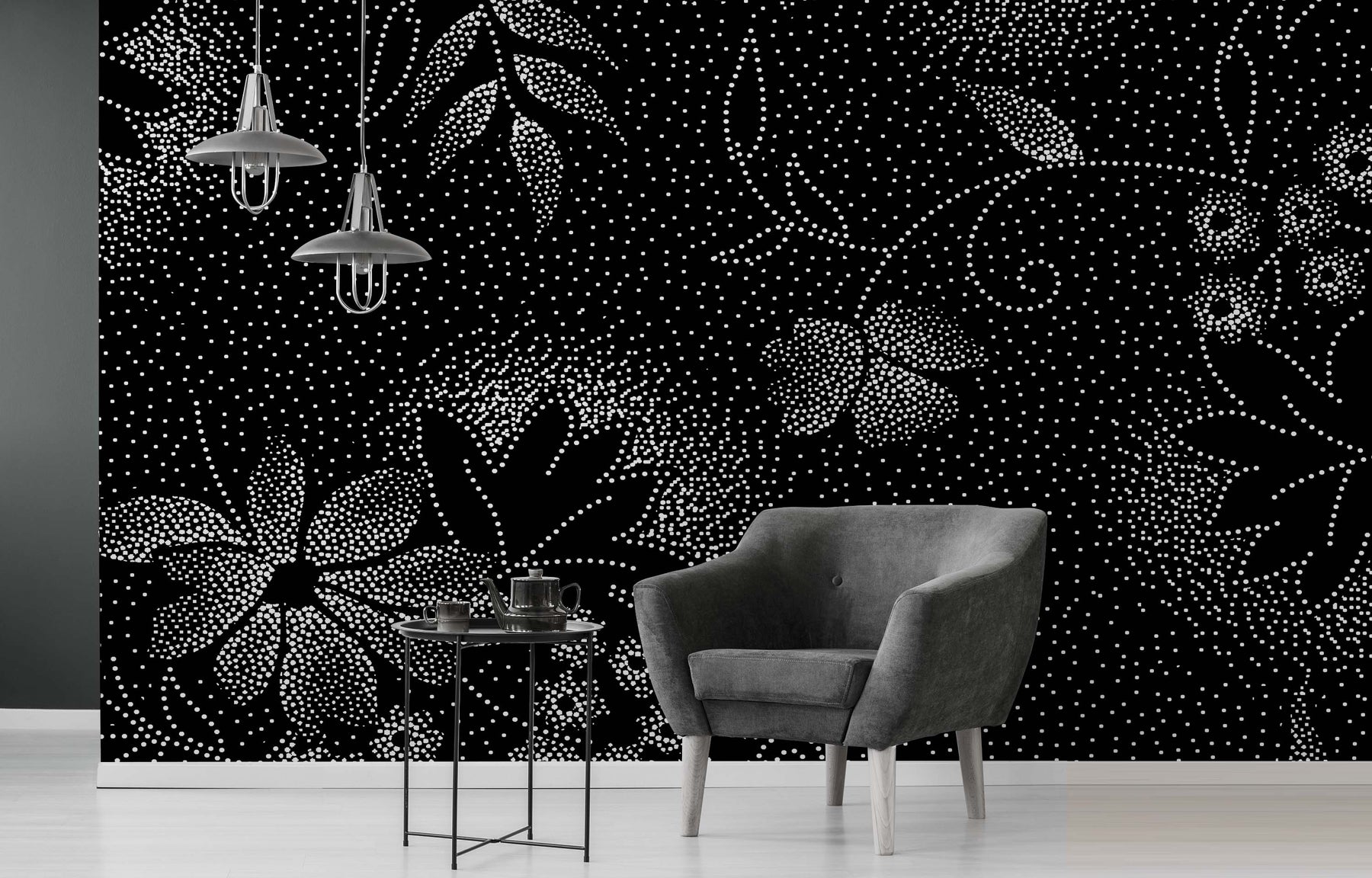 PIXEL PANSY B&W WALL WRAP