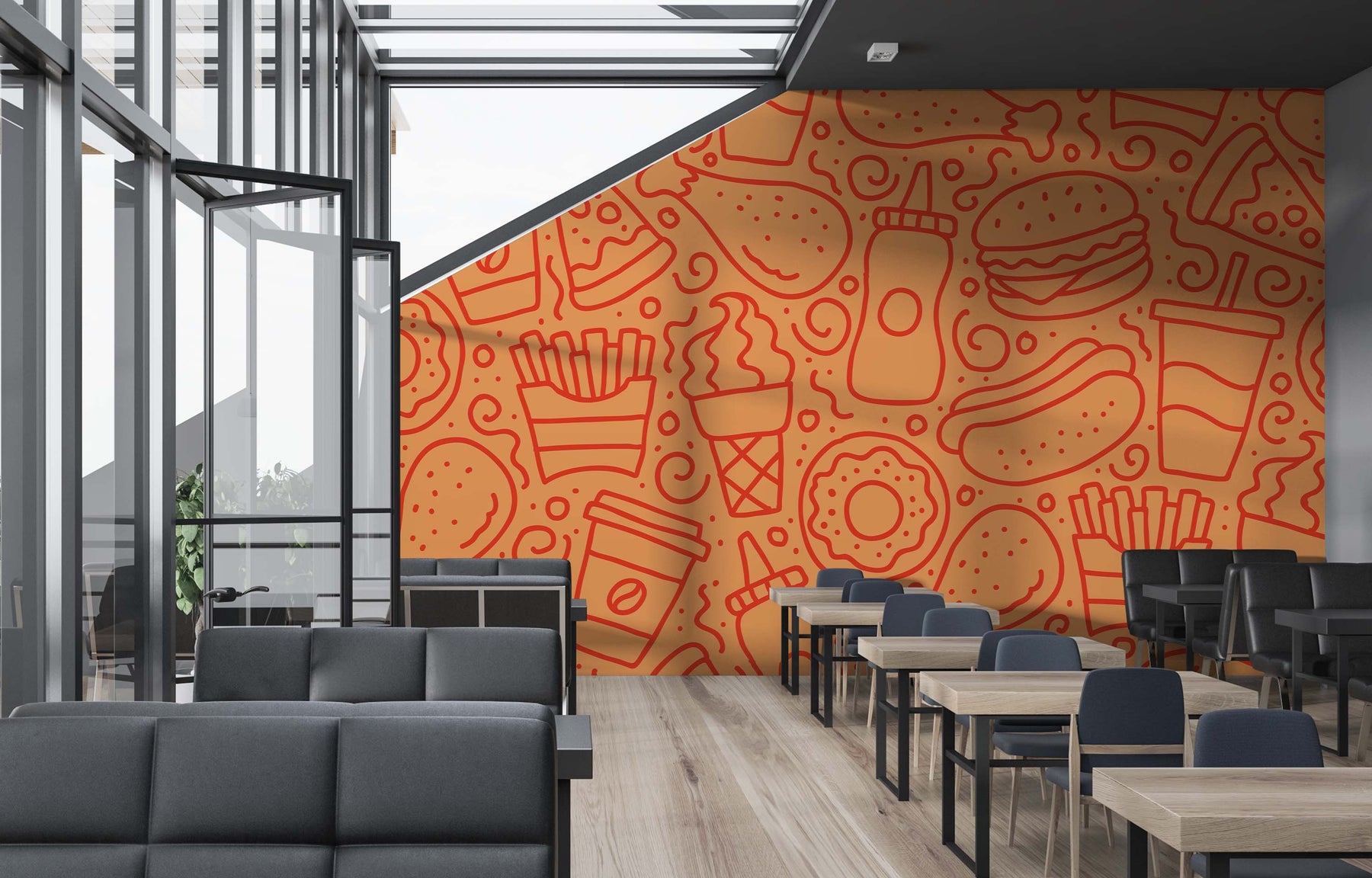 QUICK FOOD ORANGE WALL WRAP