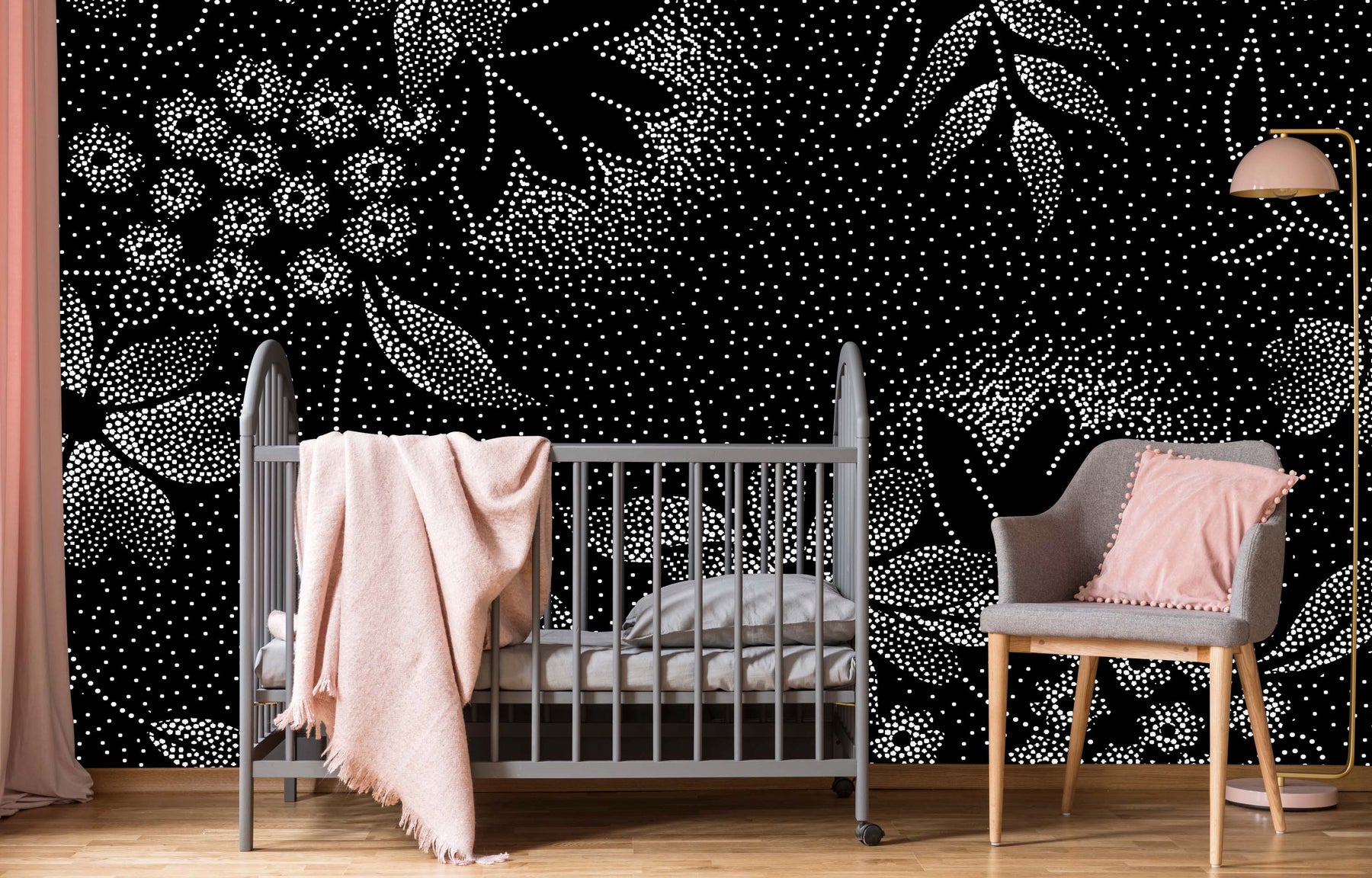 PIXEL PANSY B&W WALL WRAP
