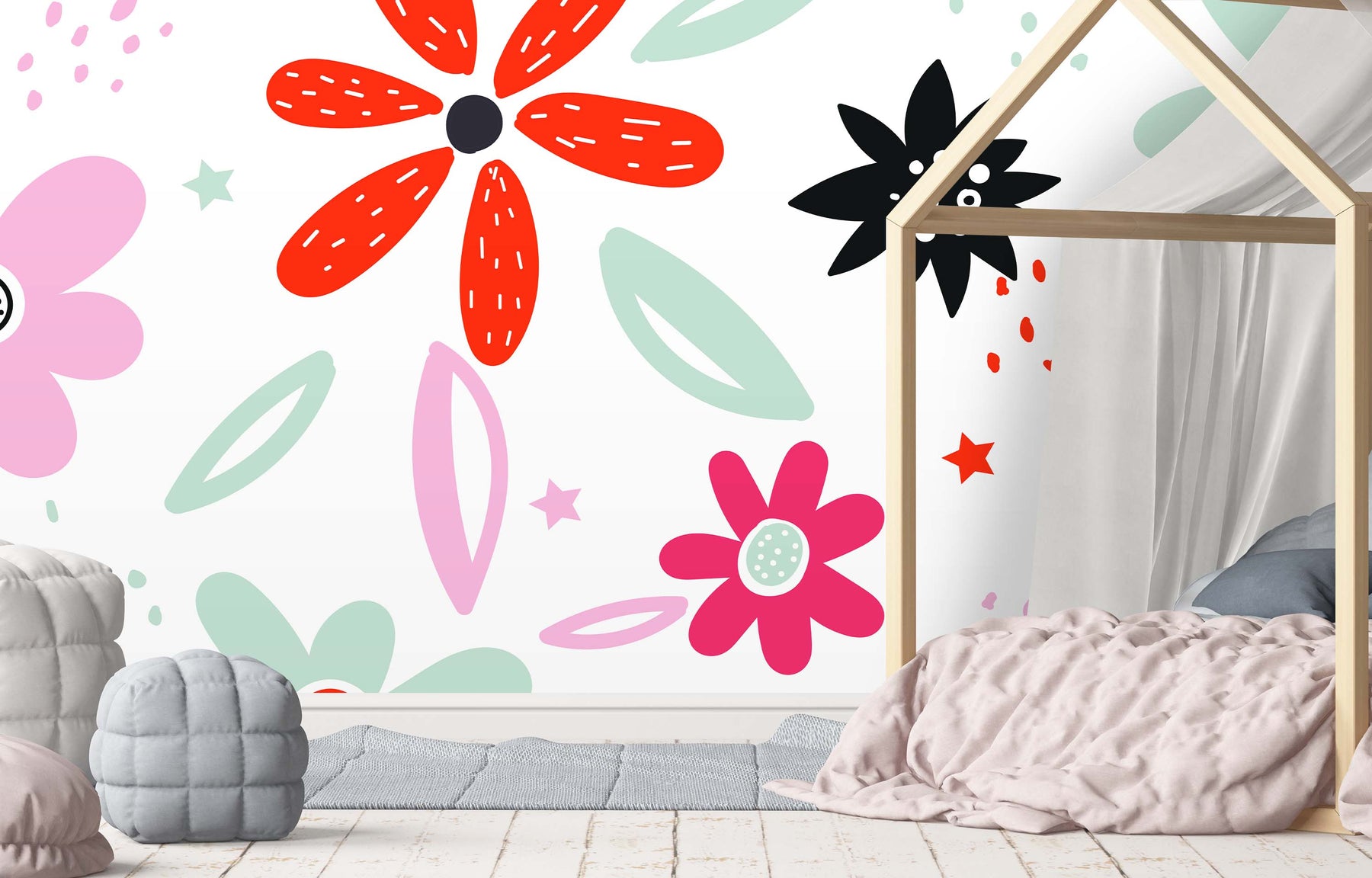 MINT CHERRY BLOOM WALL WRAP