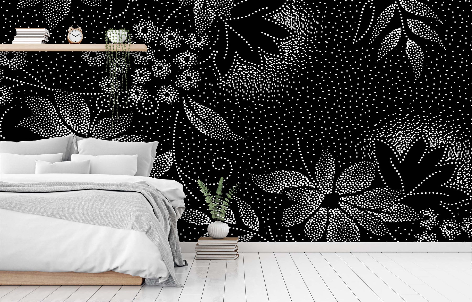 PIXEL PANSY B&W WALL WRAP
