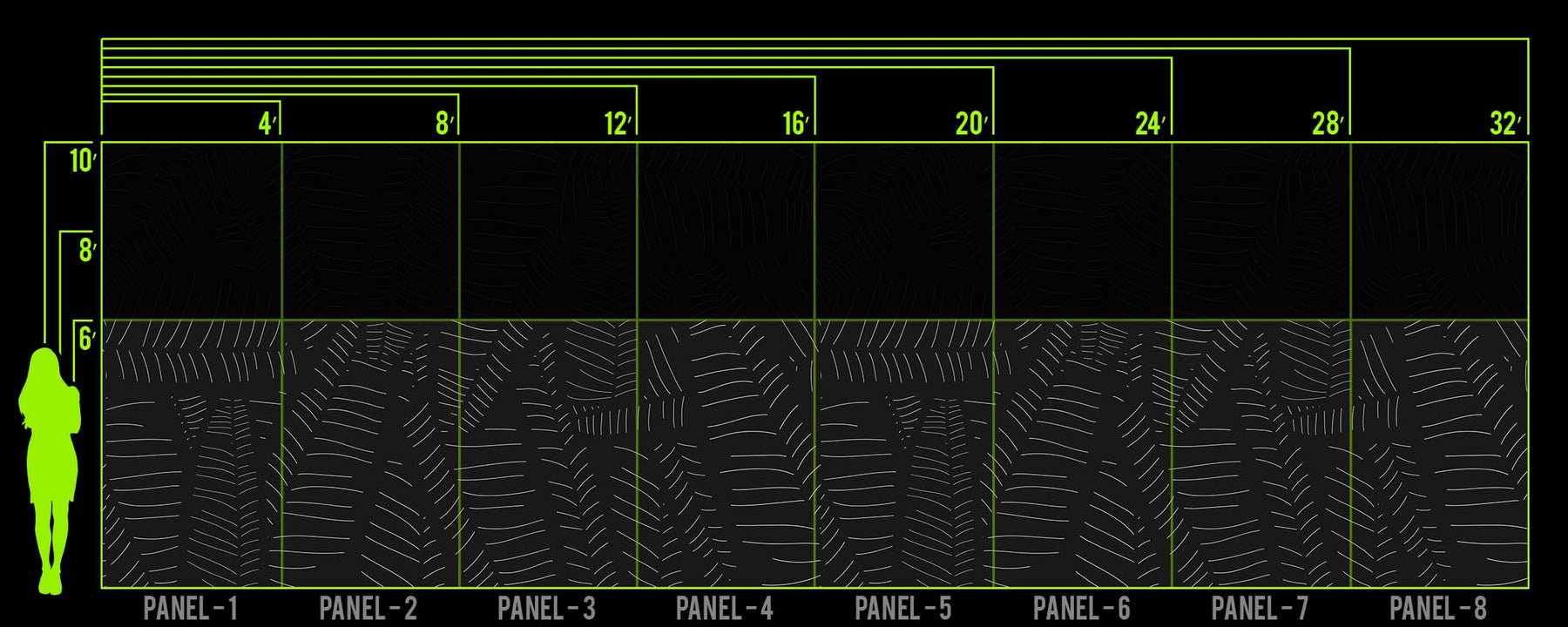 PALM LINES B&W WALL WRAP