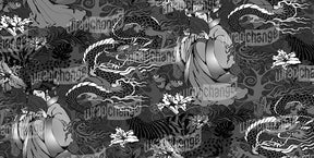 GEISHA DRAGON GREYSCALE