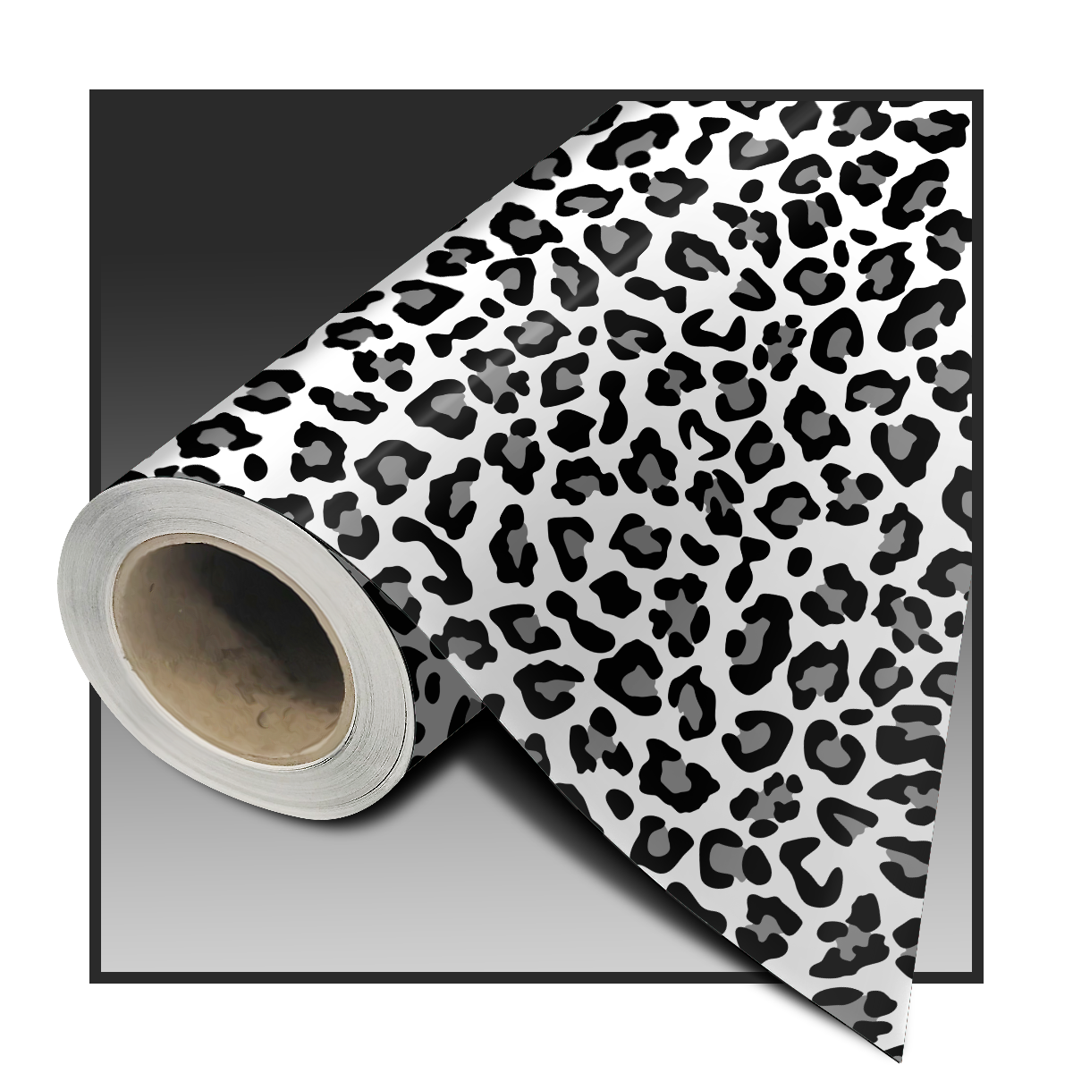 Realistic Black White Snow Leopard Print Seamless Digital Paper