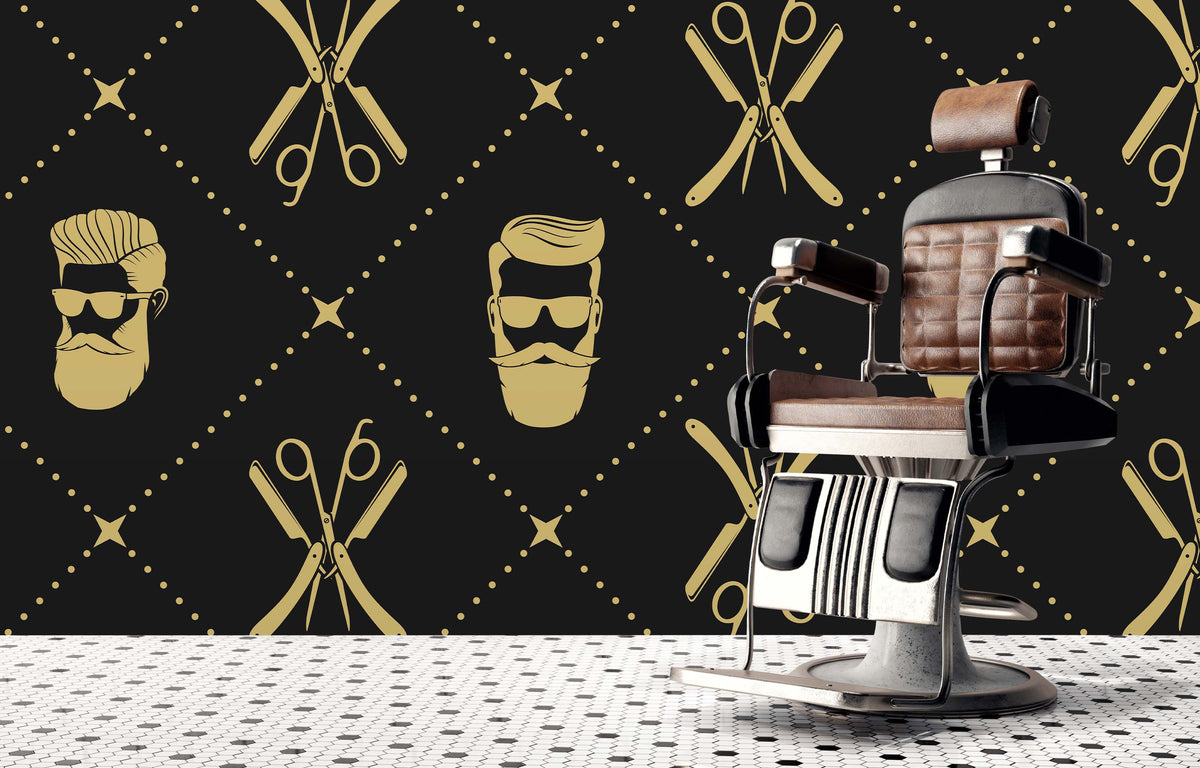 GOLDEN BEARDCHOP BARBER WALL WRAP