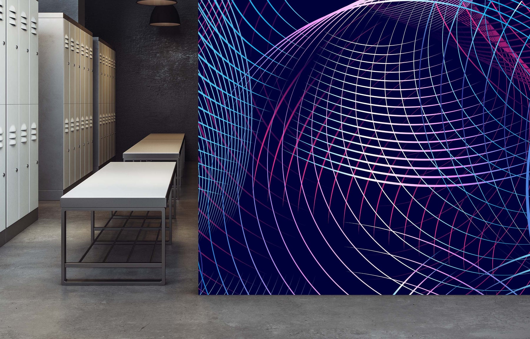 NAVY HYPNOTIC SPIRAL WALL WRAP