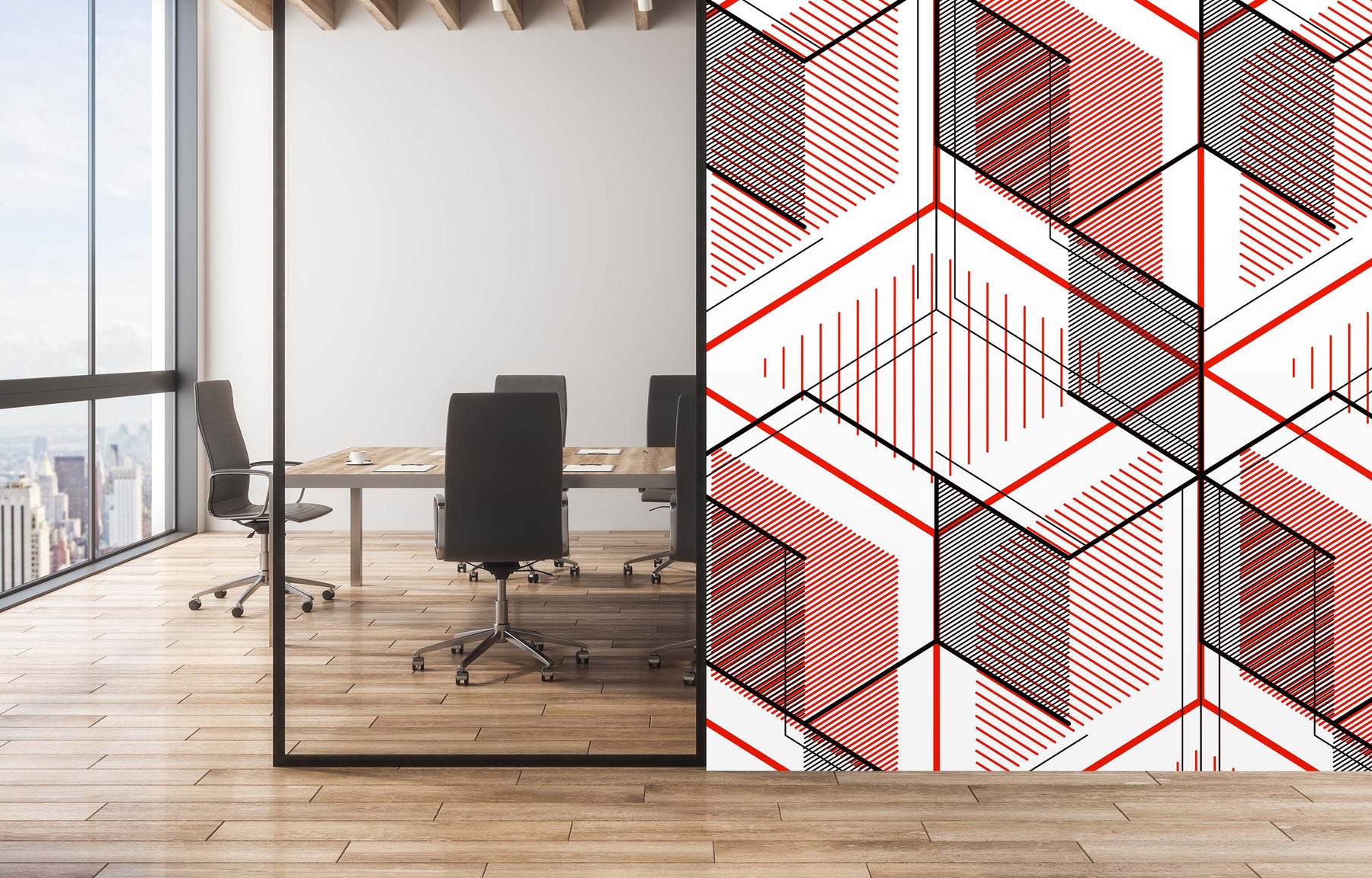GLASS CEILING RED WALL WRAP