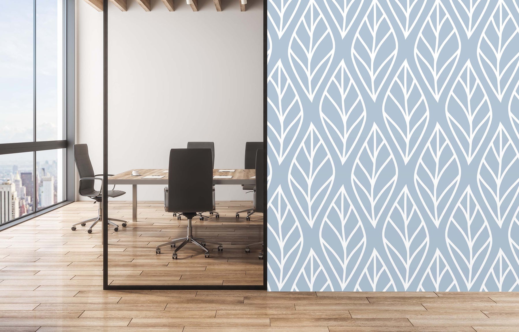 SMALL LEAFY BLUE WALL WRAP