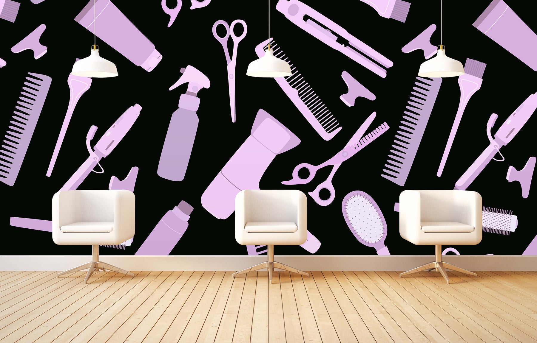 BARBER SHOP LAVENDER WALL WRAP