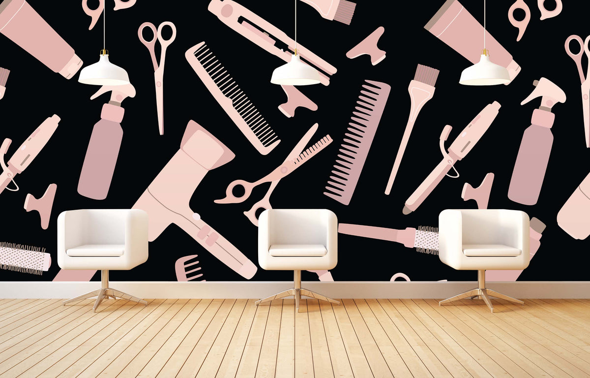 BARBER SHOP MAUVE WALL WRAP