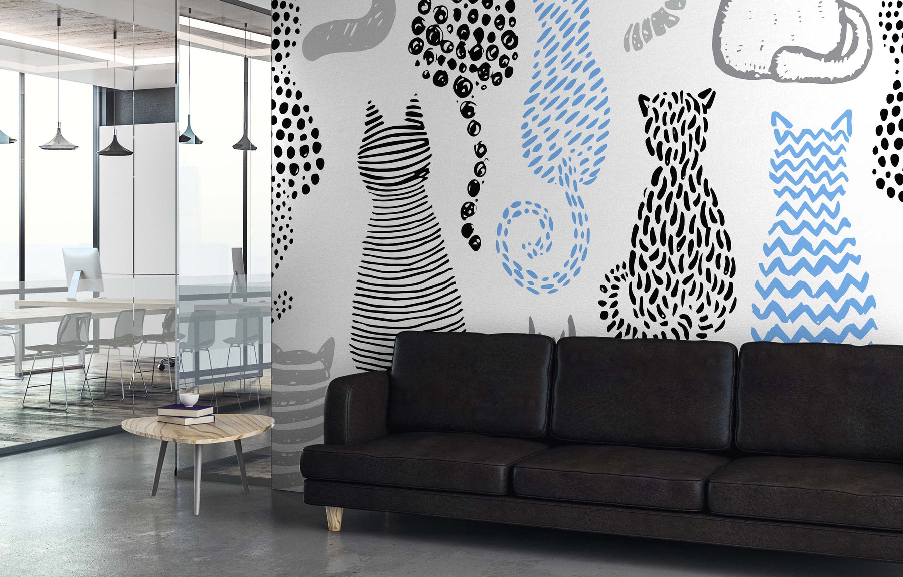 HERE KITTY KITTY BLUE WALL WRAP