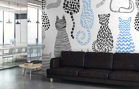 HERE KITTY KITTY BLUE WALL WRAP