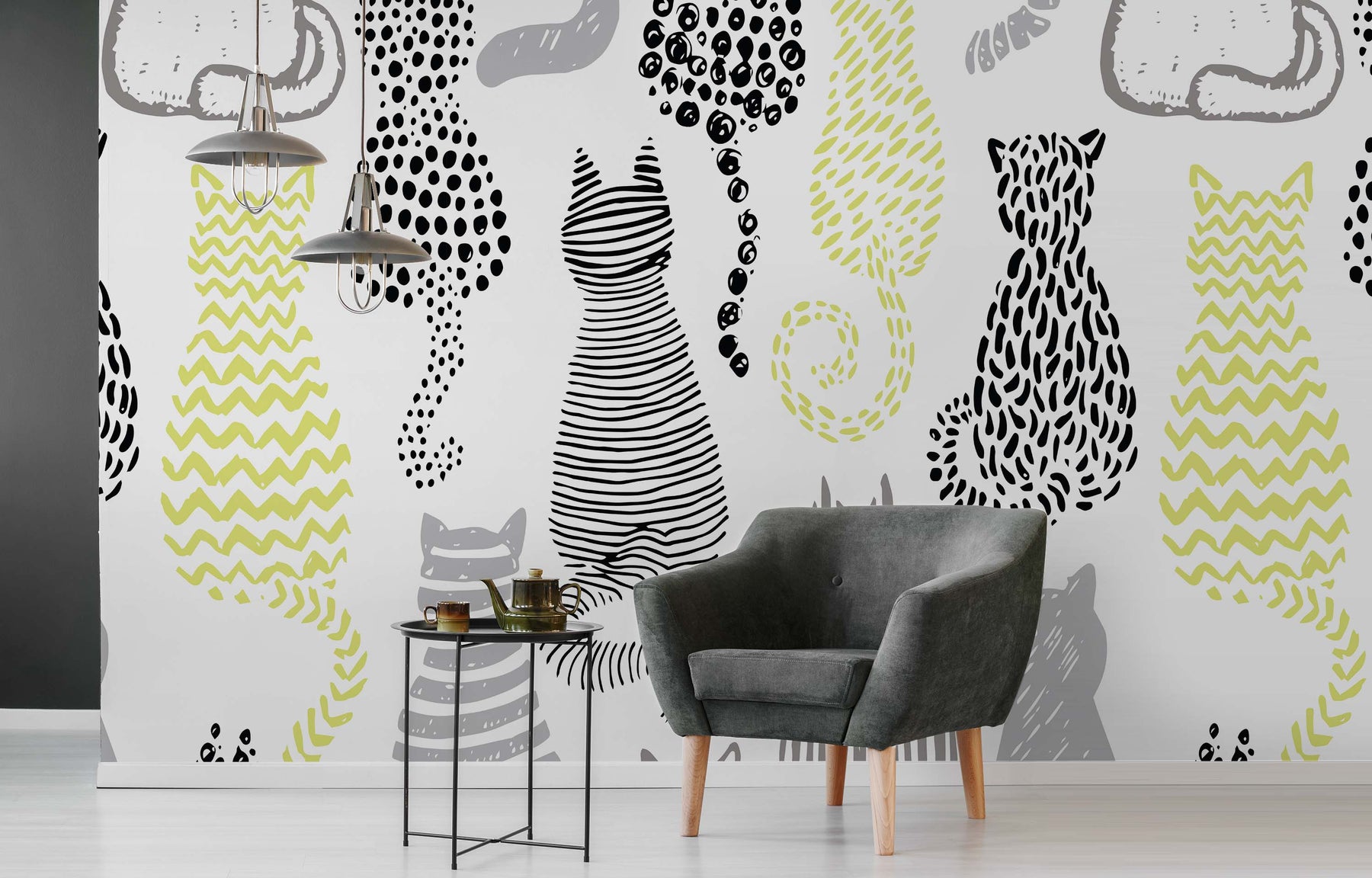 HERE KITTY KITTY LIME WALL WRAP