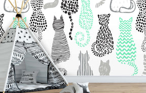 HERE KITTY KITTY TEAL WALL WRAP