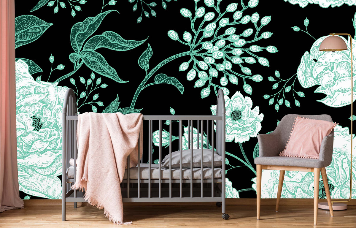 ROSES ARE TEAL WALL WRAP