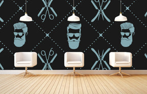 BLUE BEARDCHOP BARBER WALL WRAP