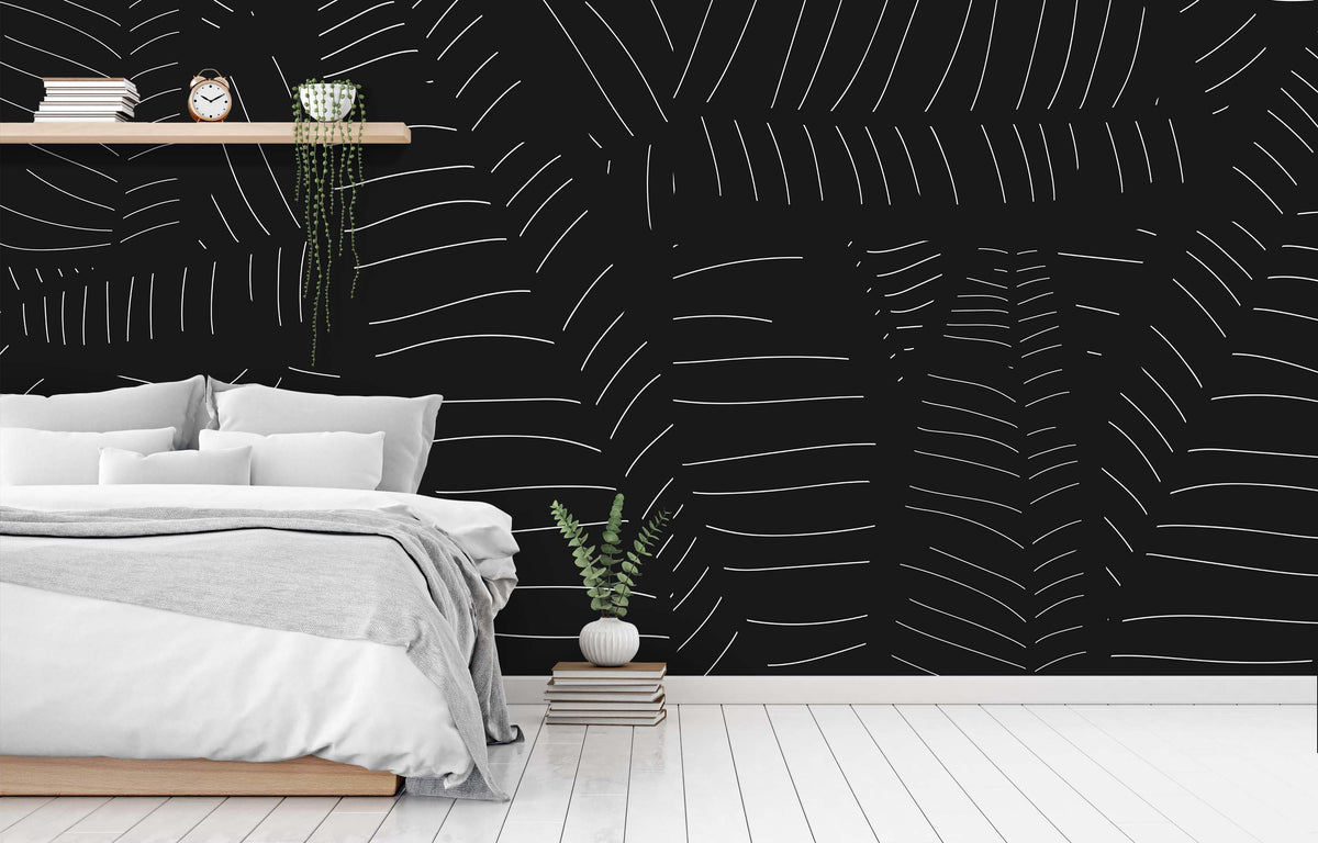 PALM LINES B&W WALL WRAP