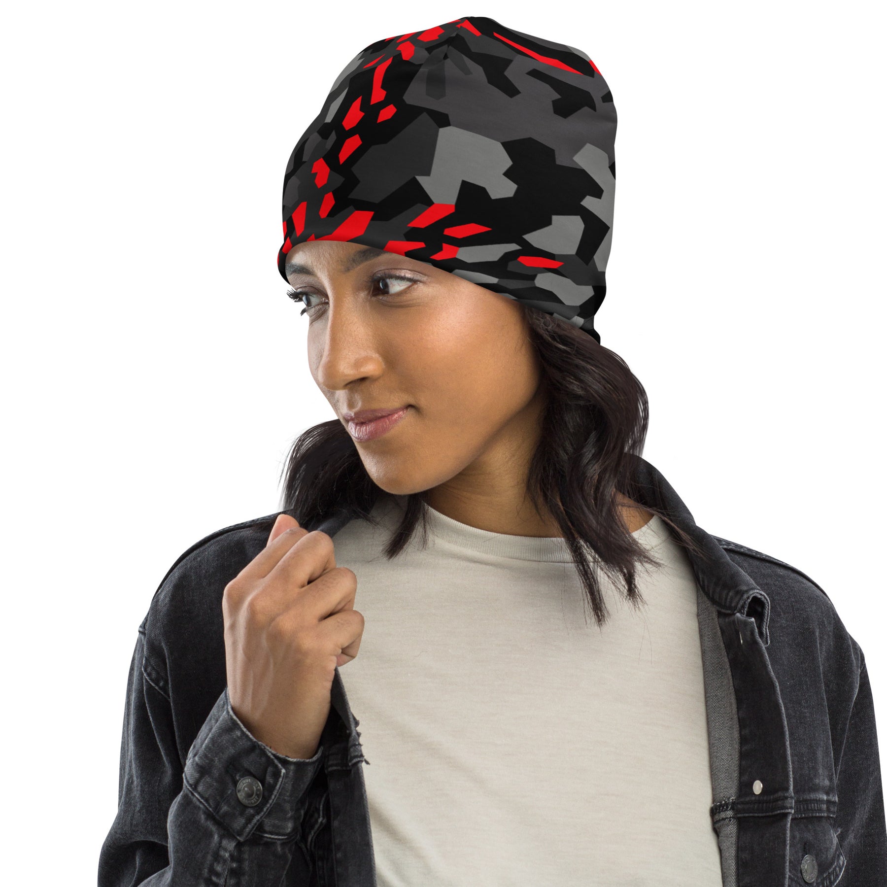 Blood Red Fracture Camo Beanie