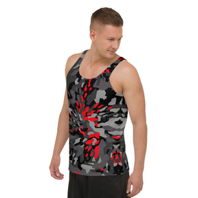 Blood Red Fracture Camo Unisex Tank Top