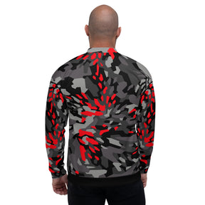 Blood Red Fracture Camo Unisex Bomber Jacket