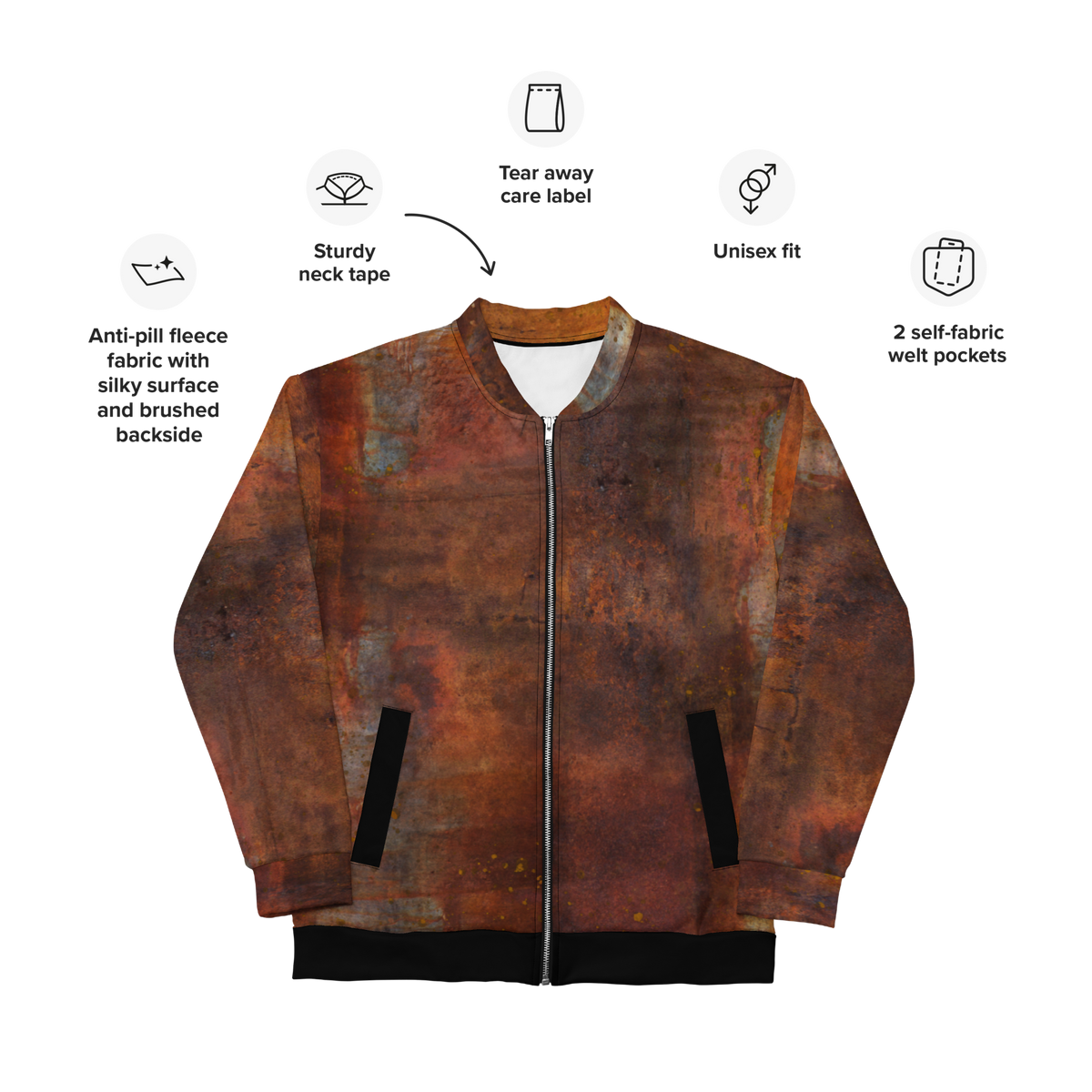 Full Patina Unisex Bomber Jacket