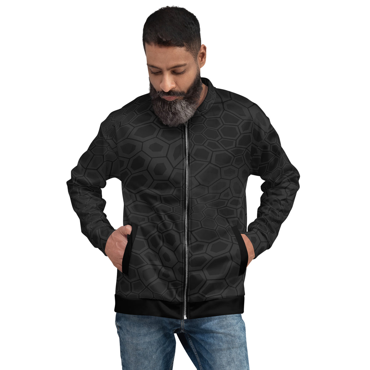 Black Kryptography Unisex Bomber Jacket