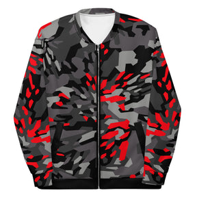 Blood Red Fracture Camo Unisex Bomber Jacket