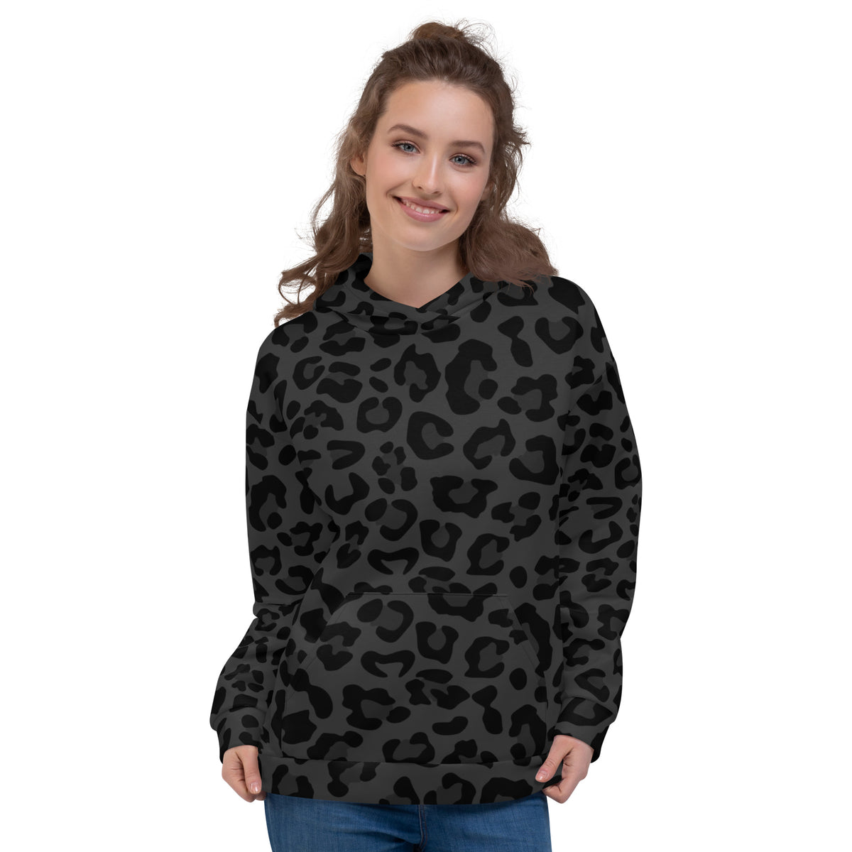 Grey Classic Leopard Unisex Hoodie